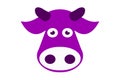 Hand drawn violet cow head. Isolated vector of farm animal.